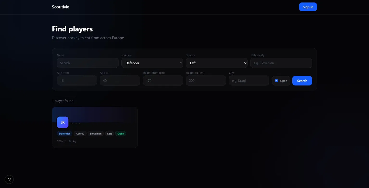 ScoutNow player search
